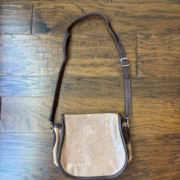 Brown Leather Saddle Crossbody Bag Neutral - Picture 4 of 13